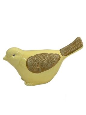 Ceramic Yellow Bird Figurine Handmade Cottage Farmhouse Shabby Chic Grannycore